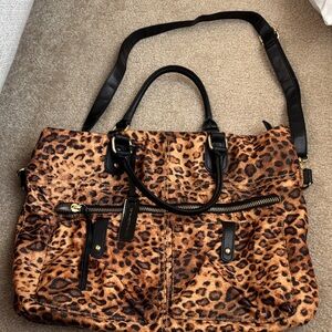 Leopard Print Women's Bag with Black Accents